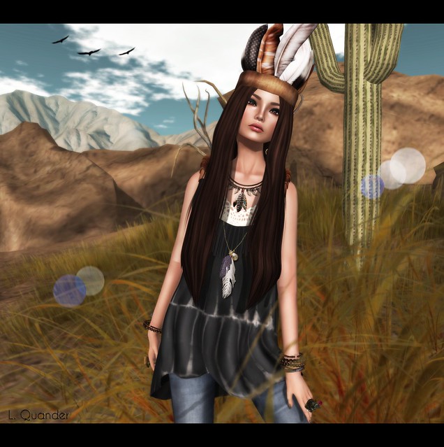 Tee*fy Aurelia Summer High-Low Dress Black Tie Dye &  Feather Crown Headband RARE for The Arcade and Leverocci - Diva_Golden Brown