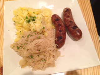 Bratwurst Sauerkraut and Potato Salad