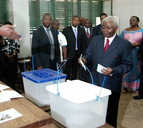 Republic of Mozambique President Armando Guebuza voting in national elections. The FRELIMO ruling party is facing the potential of further attacks by RENAMO. by Pan-African News Wire File Photos