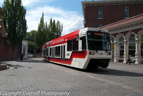 MAX Red Line train in old town Portland by Dornoff Photography