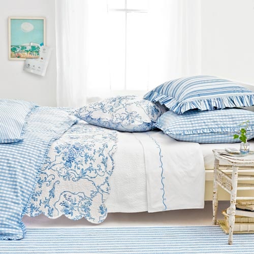 blue gingham toile
