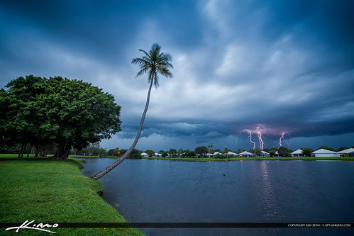 Lightning Above Florida Home at the Lake by Captain Kimo