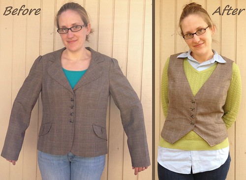 Plaid Blazer to Vest - Before & After