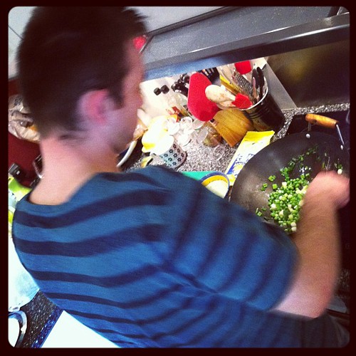 Chef Cian in the kitchen, making my dinner.