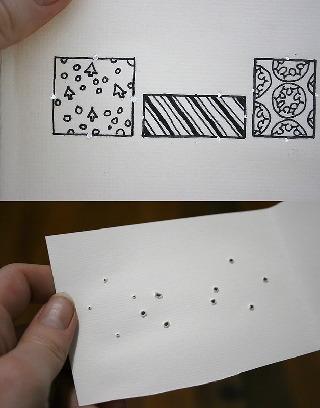 Christmas cards - holes poked through the card front and inside