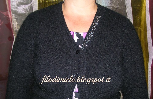 black cardigan with sequins