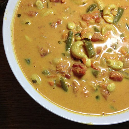 Dinner: a made up curry with cashews, chickpeas and coconut among other things! #vegan