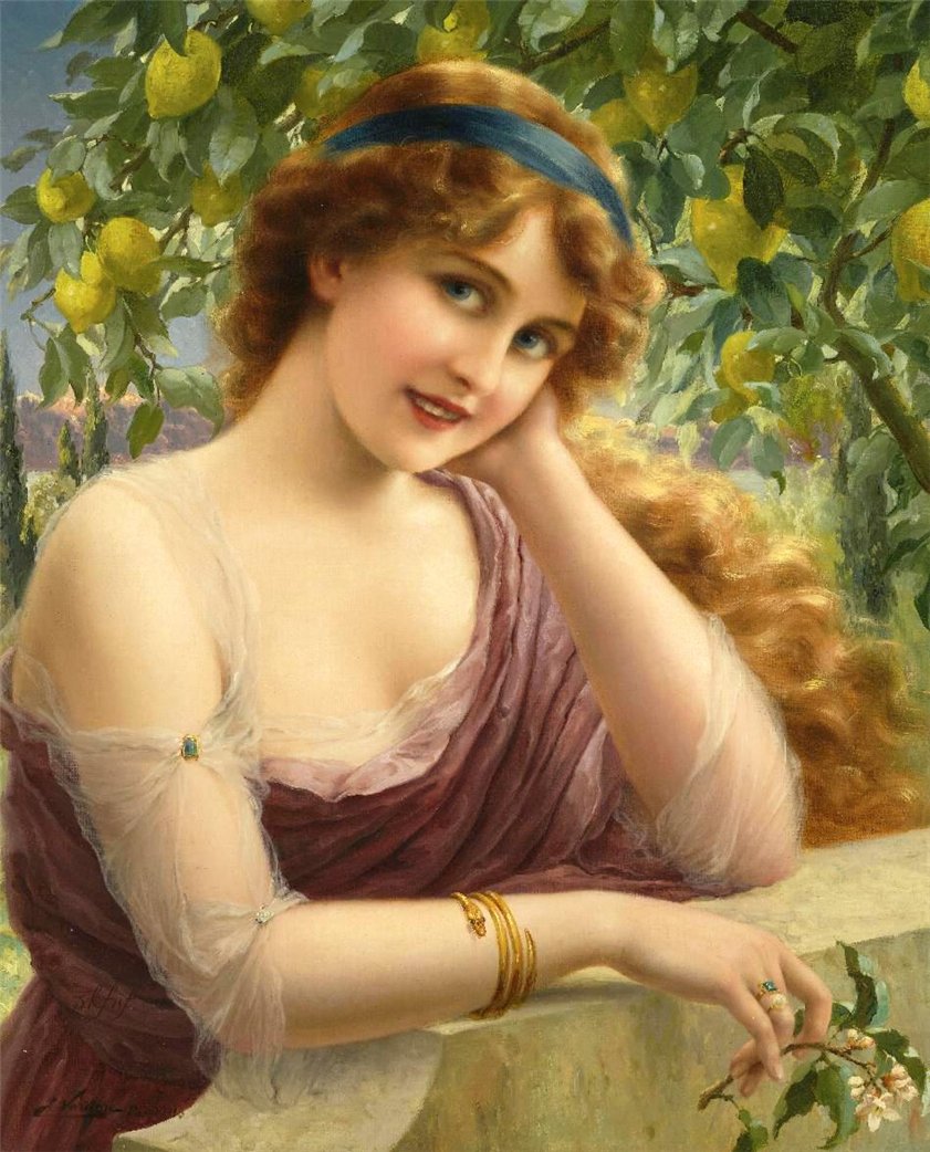 Girl by the Lemon Tree by Emile Vernon, 1913