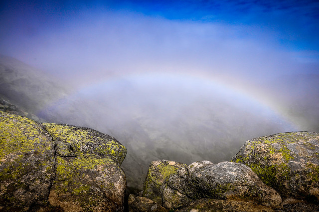 fog, stone, rainbow