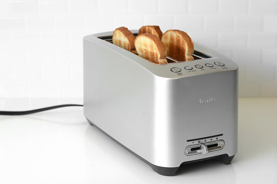 Bread inside two slot toaster