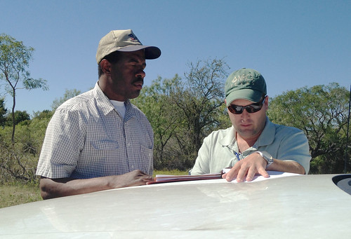  Rickie Roddy (left) of McLennan County Texas has worked closely with the Natural Resources Conservation Service on a conservation plan on conservation practices ranging from pasture planting to establishing water sources for his cattle herd. NRCS photo by Clete Vanderburg.