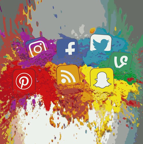 Social Media Icons Color Splash Montage - Square