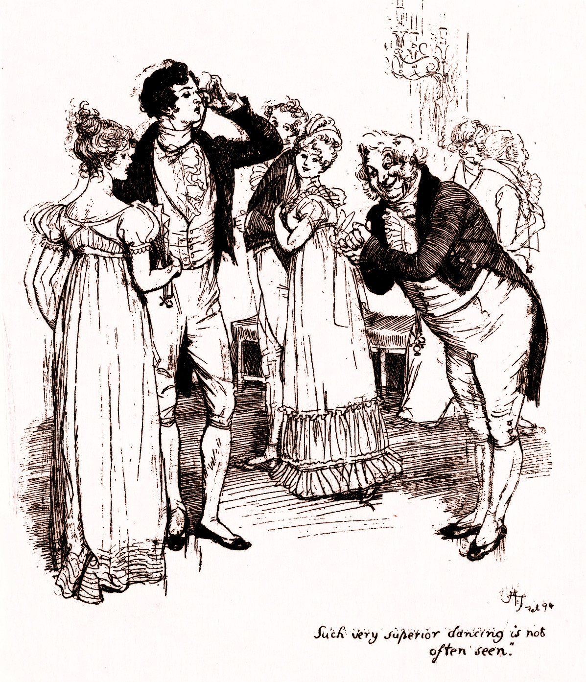 "Such very superior dancing is not often seen", original illustration by Hugh Thomson (1860-1920) for Pride and Prejudice by Jane Austen, 1894