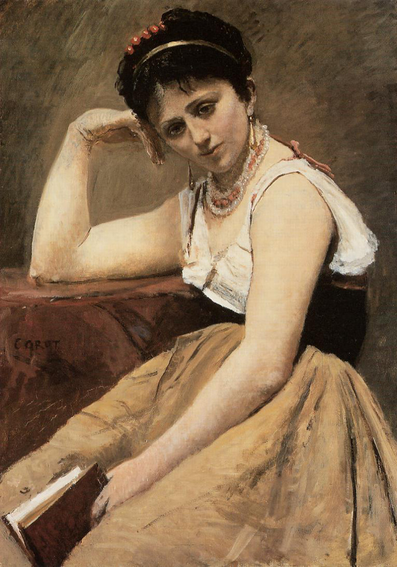 Interrupted Reading by Camille Corot, 1870