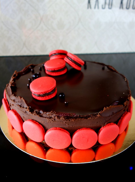 Chocolate and blackcurrant cake