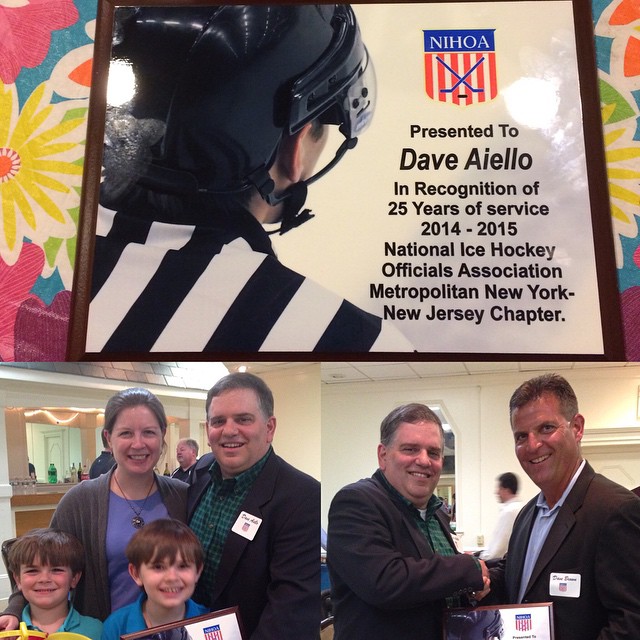 On Sunday I was recognized by the Metro NY-NJ Chapter of NIHOA as a member of their organization for 25 years.  Thanks to Kathleen, Jimmy, and Peter, and to my fellow officials for making this milestone possible.  See you on the ice again next Fall.