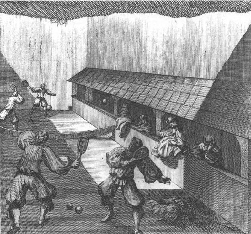 Real Tennis (predecessor of modern tennis) in Germany, 17th century.