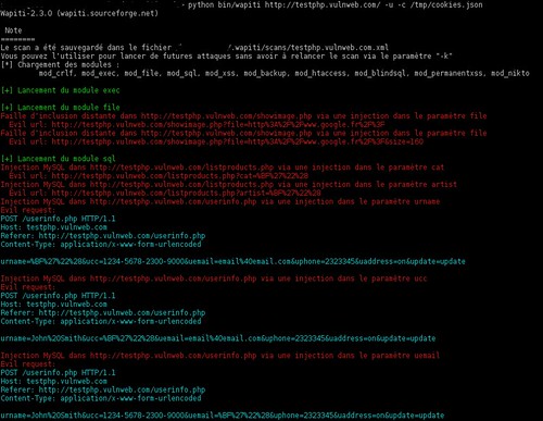 Wapiti - Web Application Vulnerability Scanner v2.3.0