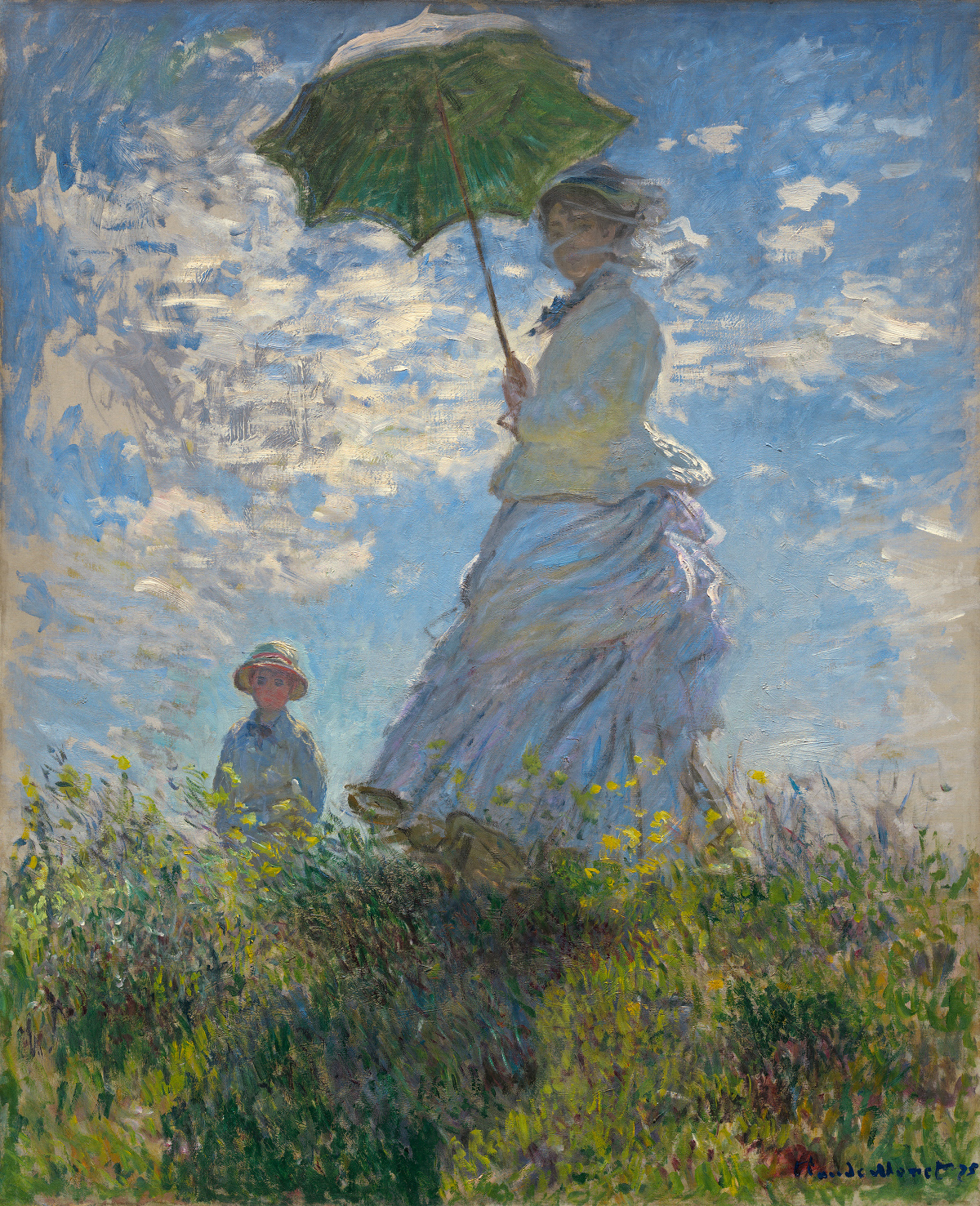 Woman with a Parasol - Madame Monet and Her Son by Claude Monet, 1875