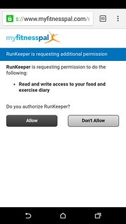 MyFitnessPal 側で RunKeeper を許可