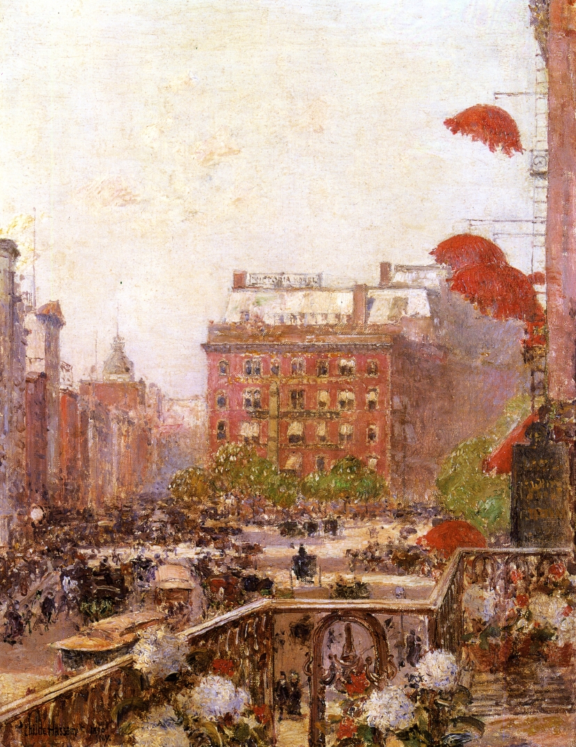View of Broadway and Fifth Avenue by Frederick Childe Hassam - 1890