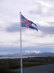 Icelandic flag at Thingvellir