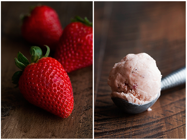 Fresh Strawberry Berry Ice cream that's easy to make at home and actually contains an ENTIRE pound of strawberries! #strawberries #strawberryicecream #icecream #gelato | Littlespicejar.com 
