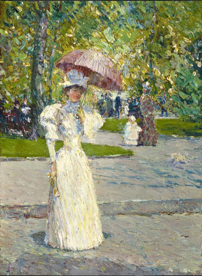 Woman with a Parasol in a Park by Frederick Childe Hassam - 1891