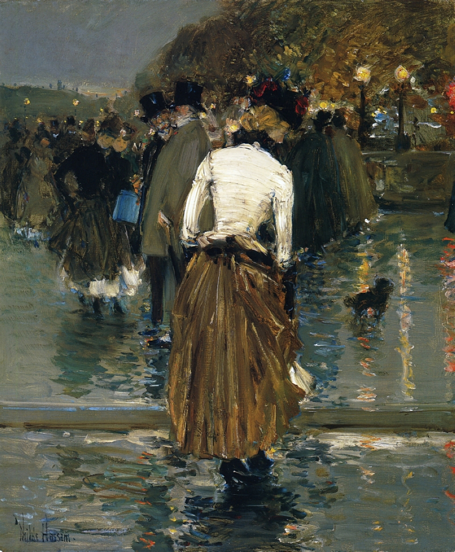 Promenade at Sunset, Paris by Frederick Childe Hassam - 1888-1889
