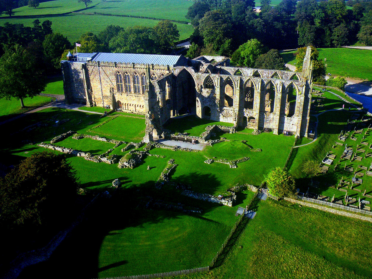 Aerial view, Bolton Abbey. Credit Dr John Wells