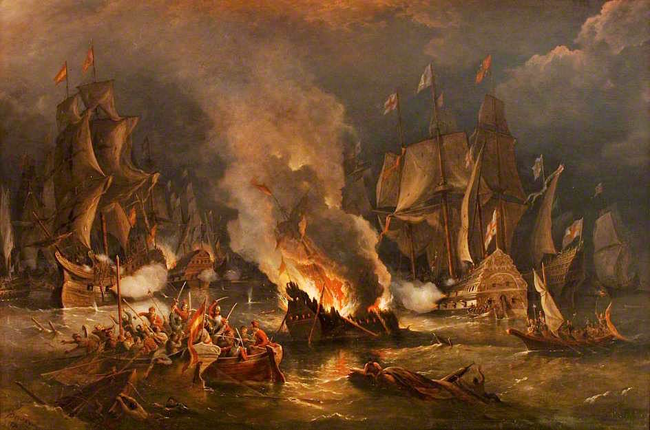 The Spanish Armada Driven out of Calais by Fire by Richard Brydges Beechey