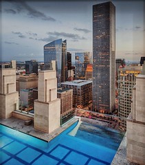 View at Houston Downtown from the Marker Square Tower roof pool