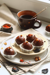 Chocolate Cake Pops with Prunes, Walnuts and Smoked Paprika