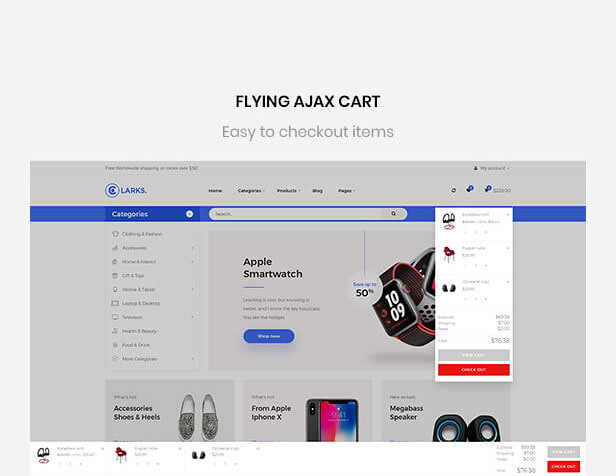 Leo Clarks Amazing Flying Ajax Cart - Mutltistore PrestaShop Theme
