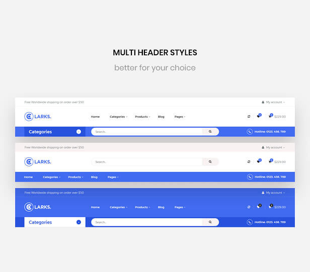 Leo Clarks - Multi Header styles Supports - Multistore PrestaShop Theme