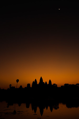 travel orange moon silhouette sunrise golden angkorwat angkor wat