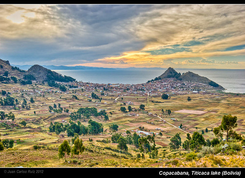 sunset lake sol titicaca water clouds de lago la agua paz bolivia copacabana nubes puesta hdr