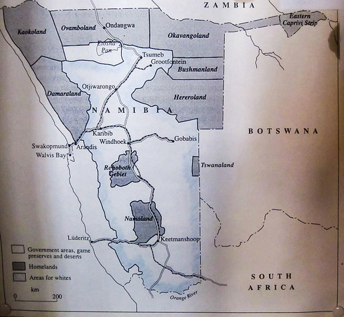 Apartheid Namibia: map of homelands