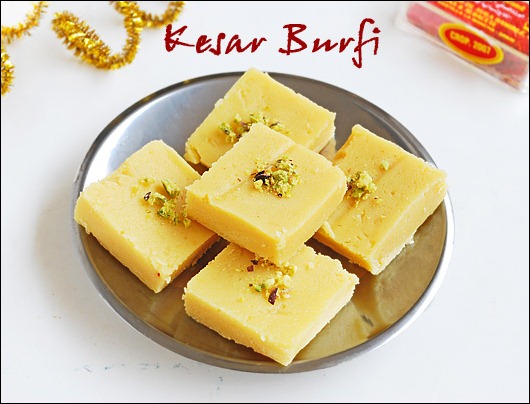 Kesar burfi with khoya | Easy Diwali sweet recipes - Raks Kitchen