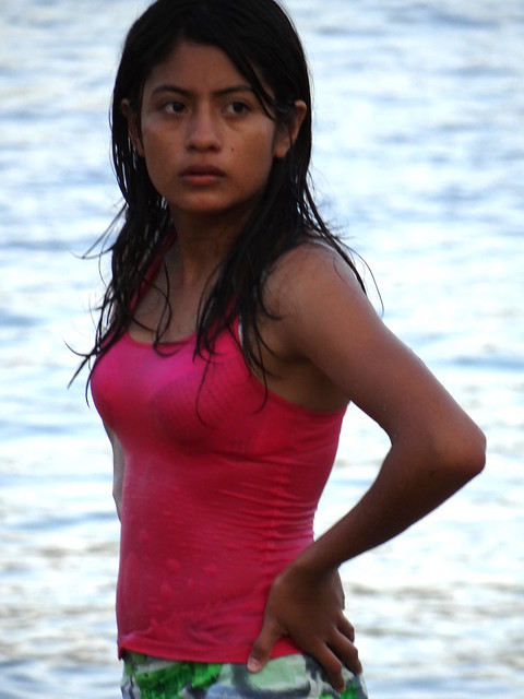 Mexican Girl On Beach At Dusk - Puerto Angel - Oaxaca -4230
