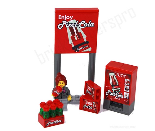 Pixel Cola Pack Custom Soda Red Vending Food Lego, City 10218 10185 
