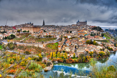 world city castle heritage skyline river town site spain europe day with view cathedral cloudy eu unesco espana toledo alcazar vista hdr tagus whs panoramafotográfico ilobsterit