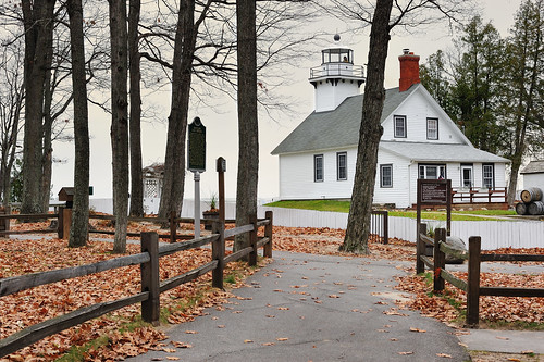november lighthouse fall leaves geotagged michigan ghost landmark peninsula oldmissionlighthouse oldmissionstatepark