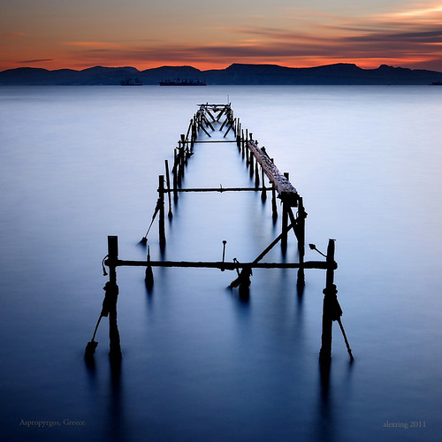 sunset sea jetty greece aspropyrgos longexposurenikond300salexring