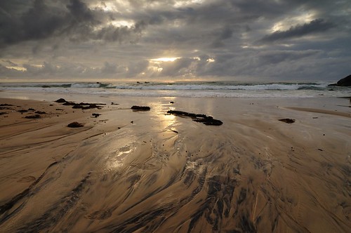 seascape beach water clouds sunrise reflections sand rocks portmacquarie