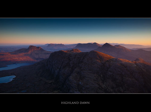 sky mountains sunrise landscape dawn scotland highlands view loch sutherland stacpollaidh suilven assynt