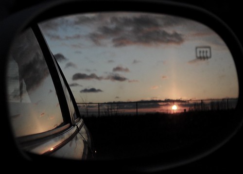 blue sunset orange window beautiful car yellow night gold mirror automobile dusk rearview