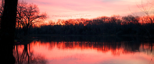 sunset usa lake water view kansas wichita
