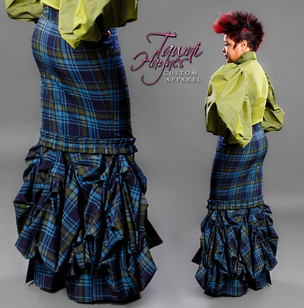 Plaid Detailed Rouched Skirt, Exaggerated Sleeve Bow Blous… | Flickr