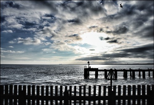 uk sea england sky cloud sun seagulls seascape beach clouds landscape pier suffolk seagull silhouettes 365 southwold sizewell project365 canonefs1855mmf3556is ipadedit snapseed